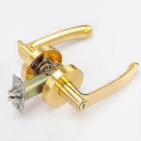 Poignée de porte droite avec serrure et clé, verrouillage silencieux doré, pour plus d'intimité