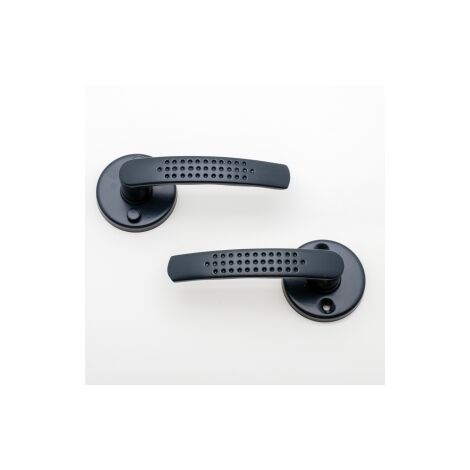 Poignée de porte Elona gris 7016 sur rosace ronde