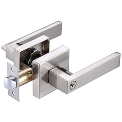 Poignée de porte en alliage d'aluminium avec serrure rotative, pour entrées, chambres et salles de bains.