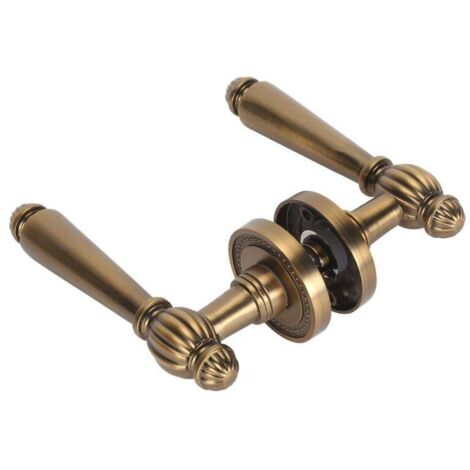 Poignée de porte en bronze avec verrou silencieux à noyau en cuivre de style rétro pour chambre à coucher