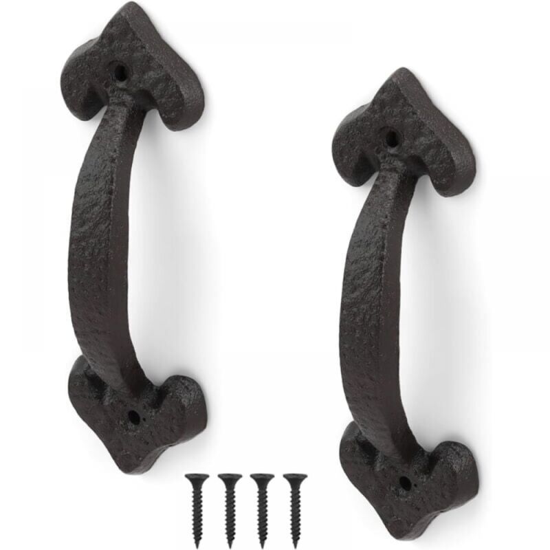 Poignée de Porte en Fonte Ancienne, 2 Pièces Poignée Porte Coulissante, Poignée de Porte Rétro, Gamme Complète d'Accessoires, pour Portes de Hangar,