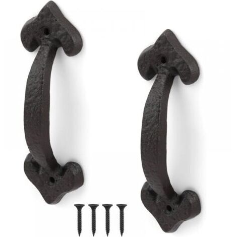 Poignée de Porte en Fonte Ancienne, 2 Pièces Poignée Porte Coulissante, Poignée de Porte Rétro, Gamme Complète d'Accessoires, pour Portes de Hangar, Garages, Placards