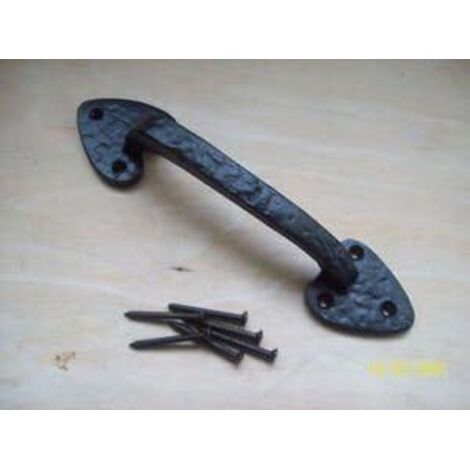 Poignée de porte en fonte noire de style antique de 195 mm — Exquise et ornée