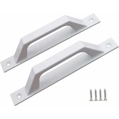 Poignée de porte en forme de D pour portes de jardin en bois (blanc, 200 mm, lot de 2)