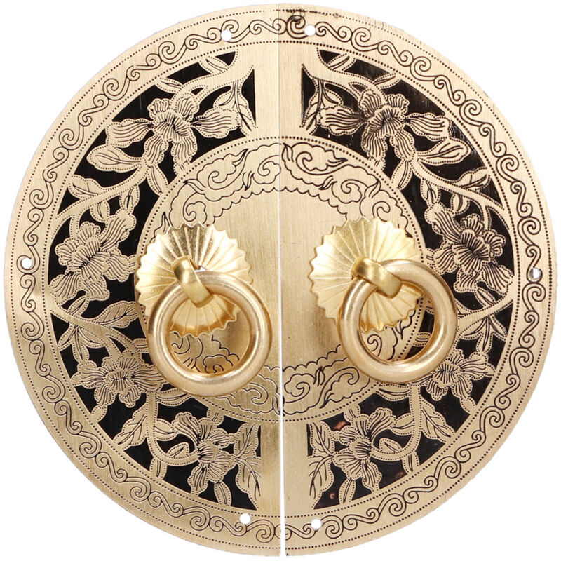 Poignée de porte en laiton à motif de fleurs rondes de 11 cm, pour armoire, placard, salon