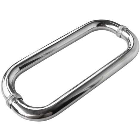 Poignée de porte en verre Poignée de porte de douche en acier inoxydable (espacement des trous de 225 mm)