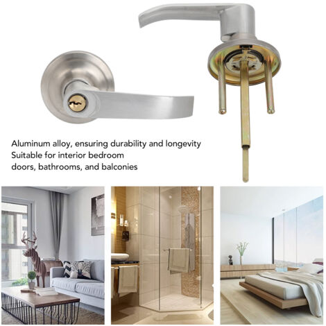 Poignée de porte entrée aluminium avec serrure et 3 clés