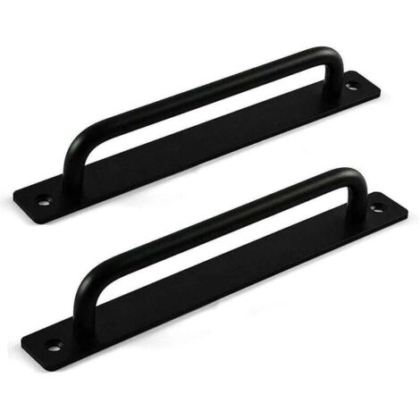 Poignée de porte extérieure 2 pièces(noir), poignée de porte coulissante, poignée de porte de grange, poignée de porte en bois