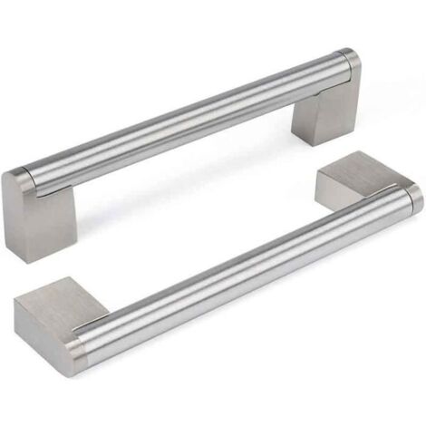 Poignée de Porte - FOLAYA - Lot de 10 - Acier Inoxydable - Nickel Brossé - Entraxe 160mm