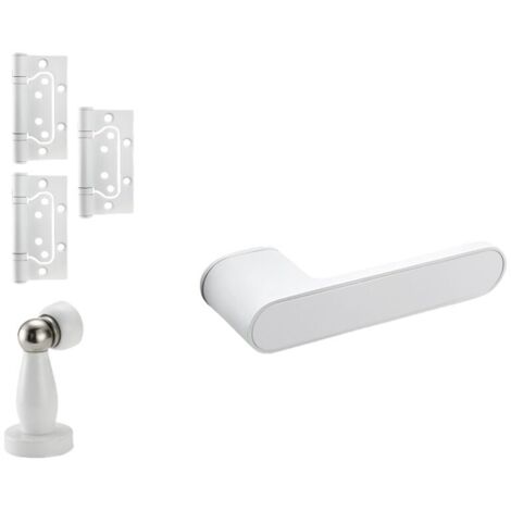 Poignée de porte intérieur, ensemble de poignées de porte D.50 mm, Aluminium, blanc.