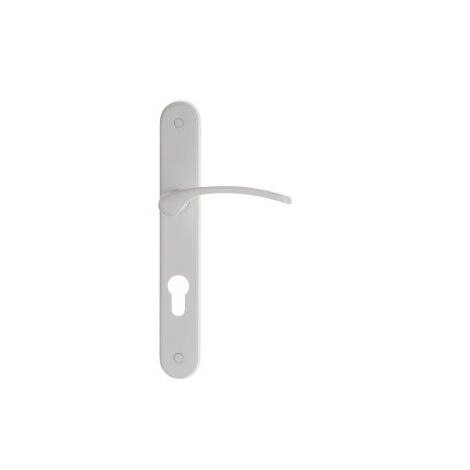 Poignée de porte intérieure blanche cylindre – Aluminium époxy – Entraxe 195mm – Épaisseur 38 à 46mm – Pour serrure à trois points – Home Friendly