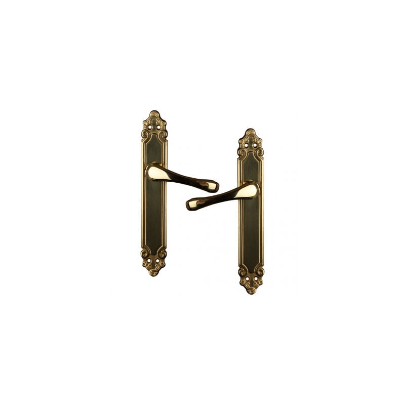 Ouvre&deco - Poignée de porte intérieure en laiton poli/satiné sur plaque BdC, jessy