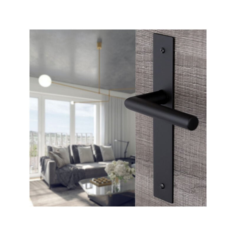 Ouvre&Déco - 2 poignées de porte brunella sans trou, inox noir entraxe 195 mm