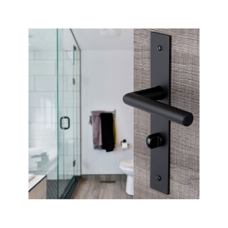 Ouvre&Déco - 2 poignées de porte brunella condamnation, inox noir entraxe 195 mm