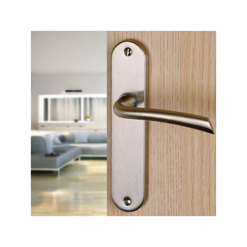 Ouvre&Déco - 2 poignées de porte rhapsodie sans trou, zamak nickel mat entraxe 165 mm