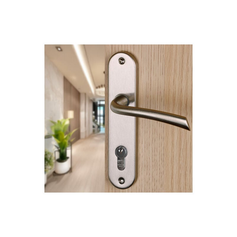 Ouvre&Déco - 2 poignées de porte rhapsodie cylindre, zamak nickel mat entraxe 165 mm