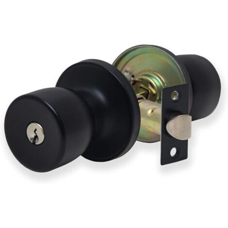 Poignée de porte intérieure noir mat avec serrure et clé – design élégant, sécurisée, pour portes en bois, finition haute qualité