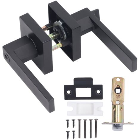Poignée de porte intérieure noire mate avec clé, en alliage de zinc robuste pour portes de 35 à 50 cm