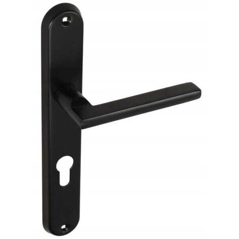 Poignée de porte intérieure, plaque longue pour insert, noir mat