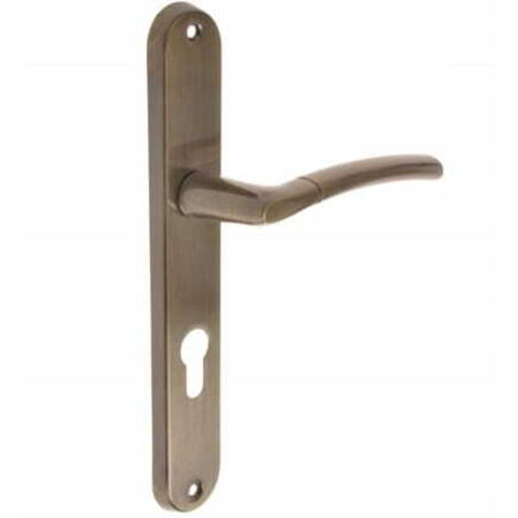 Poignée de porte intérieure, plaque longue pour insert, patine