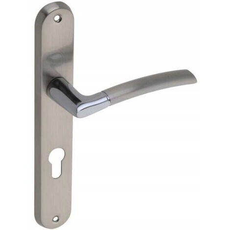 Poignée de porte intérieure, plaque longue pour insertion, chromée, nickel brossé
