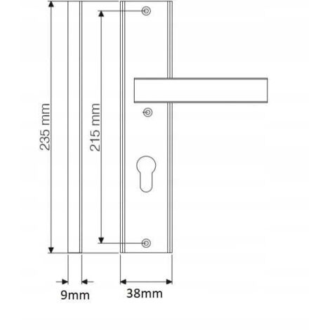 Poignée de porte intérieure, plaque longue pour insertion, nickel brossé