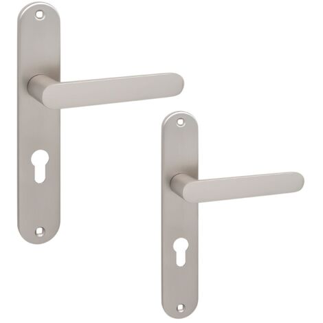 Poignée de porte intérieure sur une longue plaque pour un insert Malaga Satin Kuchinox KMG3M2A