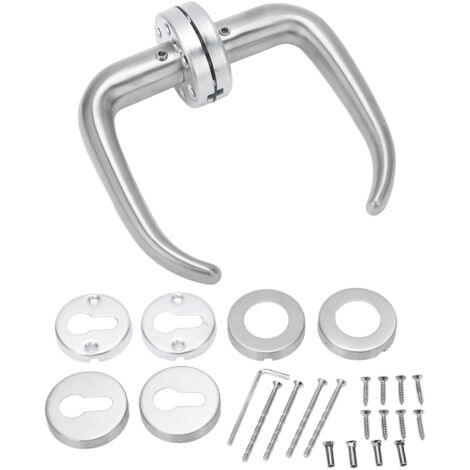 Poignée de Porte Levier Corne de Bœuf en Acier Inoxydable Brossé Nickel Satiné pour Chambre d'Amis ou Chambre à Coucher