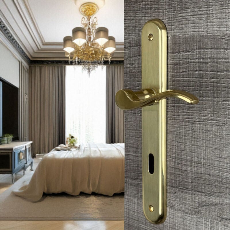 Ouvre&Déco - 2 poignées de porte agathe entrée de clé, laiton poli entraxe 195 mm