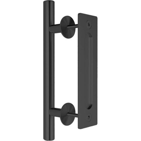 Poignée de porte noire de 30 cm / 12 pouces pour Porte coulissante de grange - Poignée de porte en bois de grange coulissante noire Poignée de porte Poignée affleurante