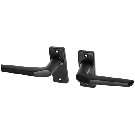 Poignée de porte noire sur rosace rectangulaire poignée allongée