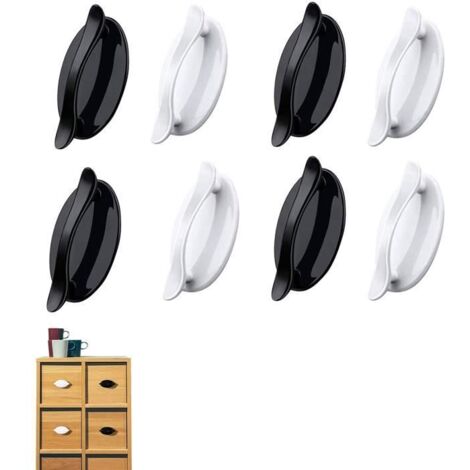 Poignée de porte - Non spécifié - 8 pièces - Autocollante - Noir et Blanc - Dimensions 82x49x29mm