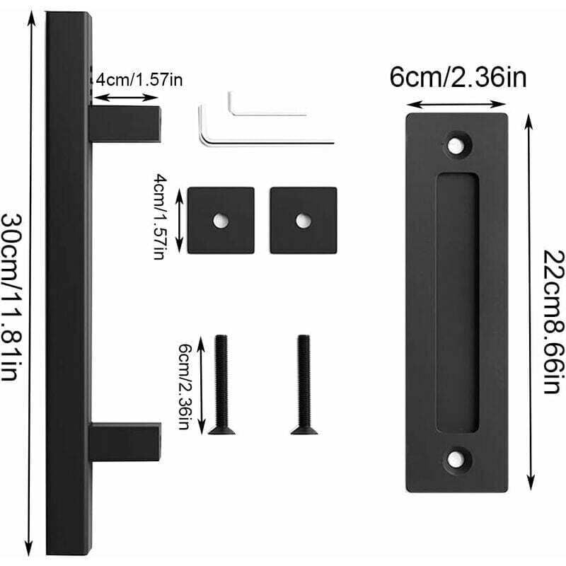 Alovez - Poignée de Porte, Poignee Portail Exterieur, Poignee Porte Coulissante, Poignée Porte Coulissante Noire, pour les Portes de Grange, Les