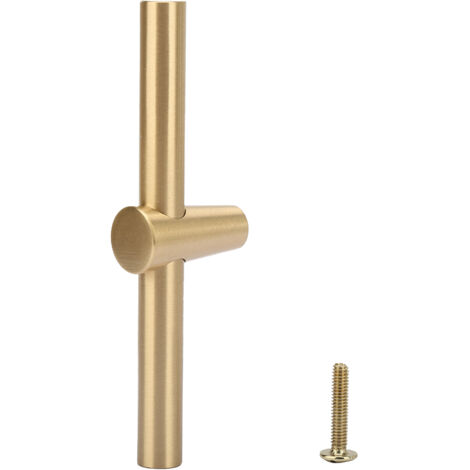 Poignée de porte pour armoire/cabinet en laiton brut, traitement brossé, taille T bar pull, modèle longueur 101mm x hauteur 30mm, lot 1 x poignée avec vis, idéal pour placard cuisine
