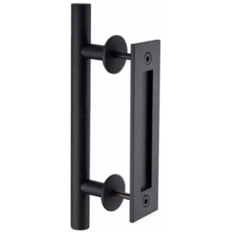 Poignée de porte Pour la porte de grange coulissante, Sliding Barn Wood Door Handle Door Pull Flush Handle (Black)