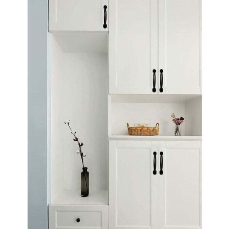 Poignée de Porte pour Meubles  Lot de 20  Aluminium Noir  Entraxe 128mm pour Armoire, Tiroir et Placard Cuisine