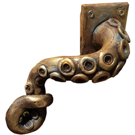 Poignée de Porte Résine Décorative Octopus Tentacle 20cm Dorée Ambiance Marine Unique Design Cabinet Cuisine Salle de Bain