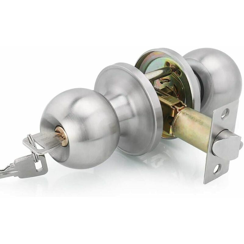 Poignée De Porte, Ronde Bouton Serrure Verrouillage Porte, Verrouillage par clés, Taille du loquet 60 / 70mm - Lablanc