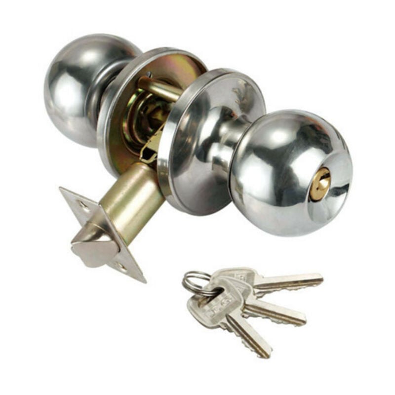 Poignée De Porte, Ronde Bouton Serrure Verrouillage Porte, Verrouillage par clés, Taille du loquet 60 / 70mm