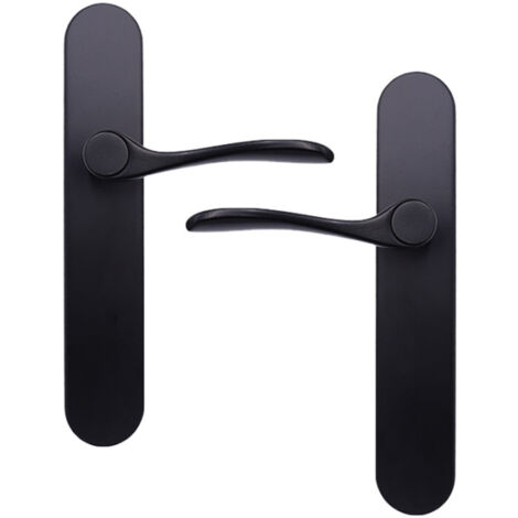 Poignée de Porte, Sans Perçage, Plaque, Aluminium, Noir, Sans verrou, pour Porte intérieur
