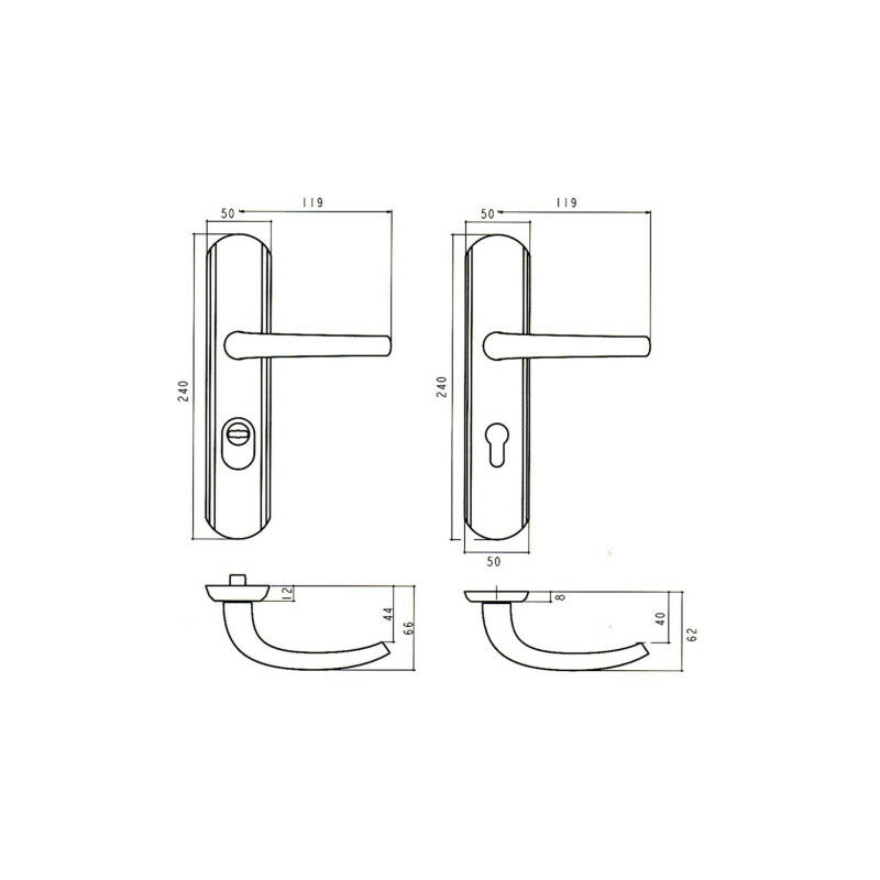 Vachette - Ensemble de poignées de porte de sécurité secumax Champagne a fouilliot Champagne