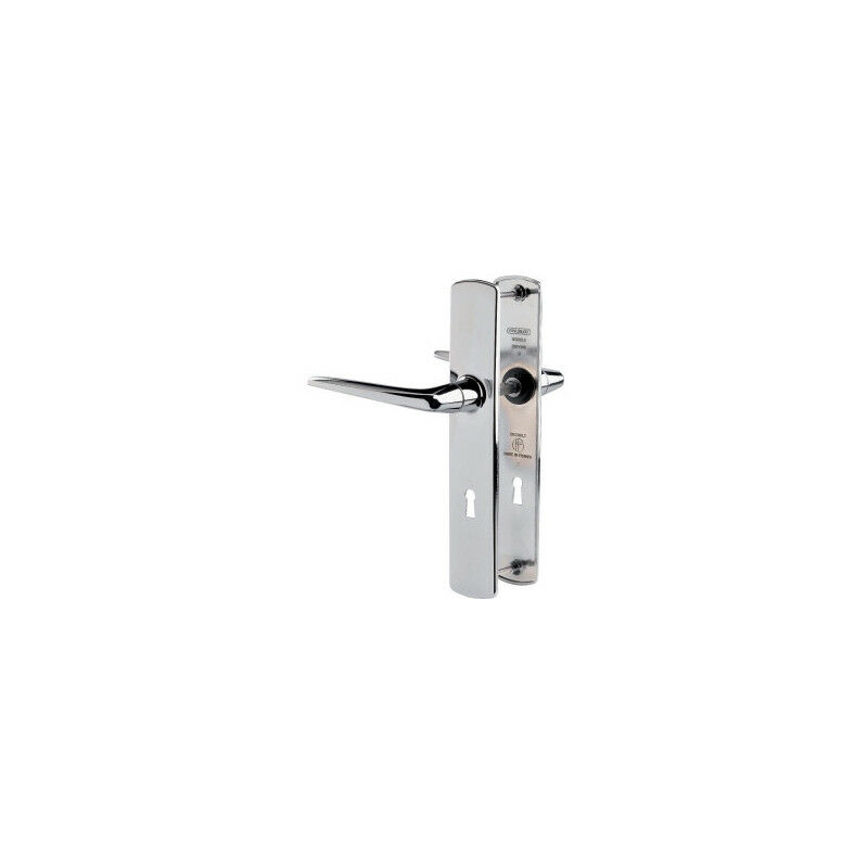 Assa Abloy - Poignée de porte sur plaque - Clé l - Double béquillage riv bloc Argent 195 mm Droite Palière 195 mm Clé l