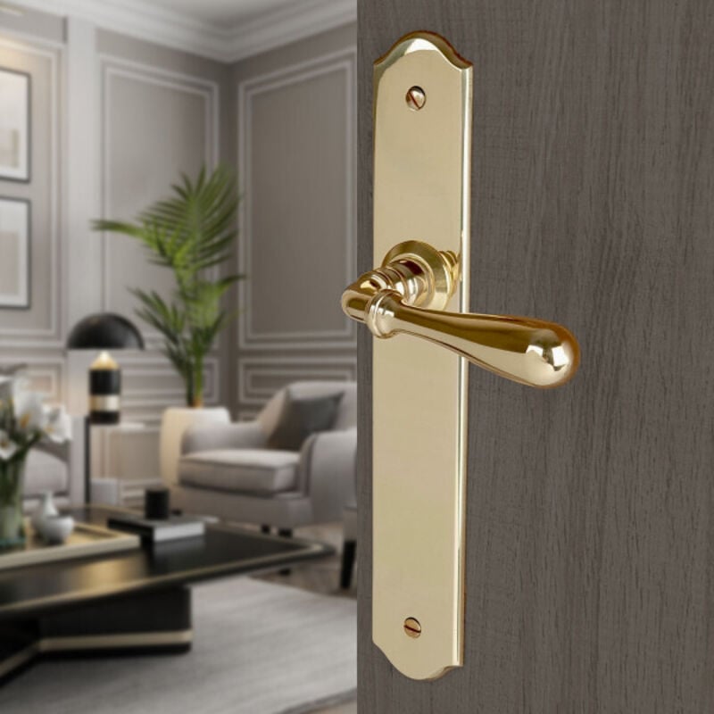 Ouvre&deco - Ouvre&Déco - 2 poignées de porte durance sans trou, laiton poli entraxe 195 mm