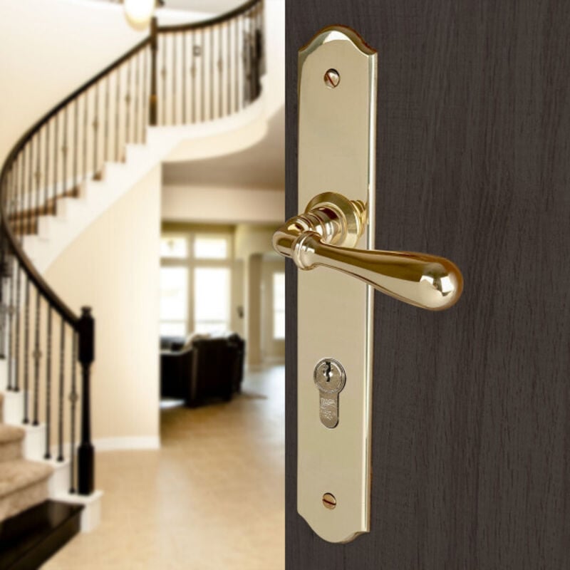 Ouvre&deco - Ouvre&Déco - 2 poignées de porte durance cylindre, laiton poli entraxe 195 mm