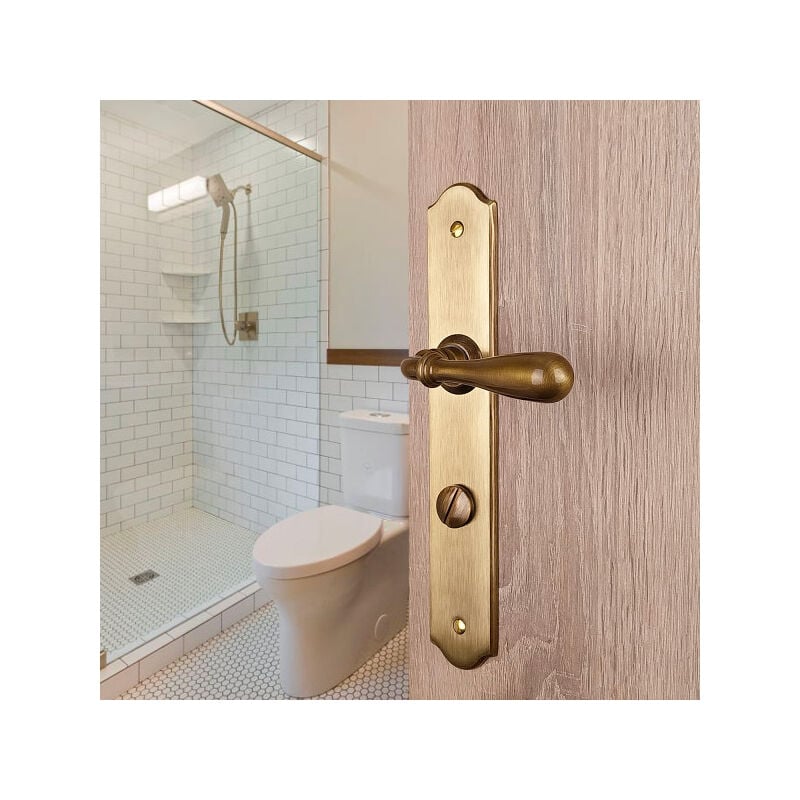 Ouvre&deco - Ouvre&Déco - 2 poignées de porte durance verrou condamnation, laiton patiné entraxe 195 mm