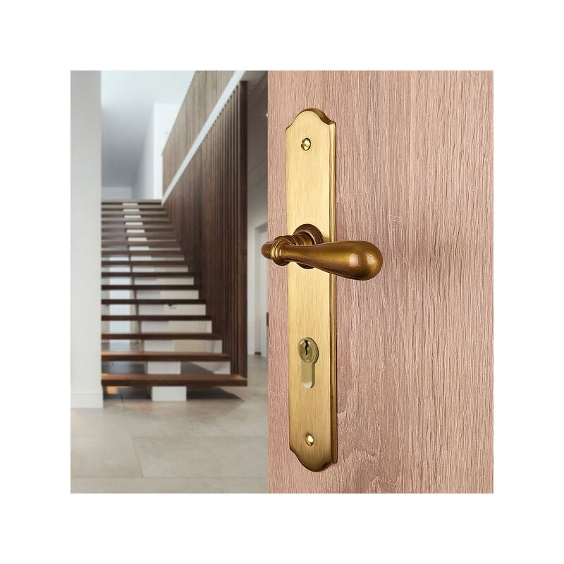 Ouvre&deco - Ouvre&Déco - 2 poignées de porte durance cylindre, laiton patiné entraxe 195 mm