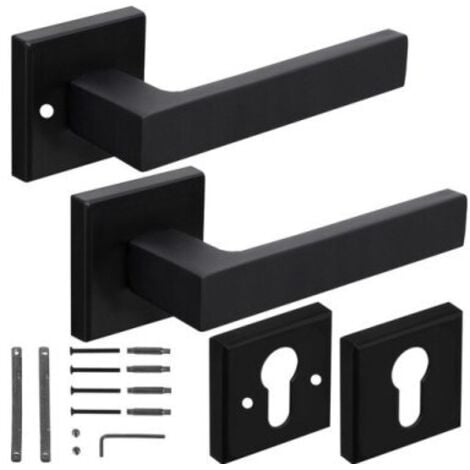 NORTHIX Poignée de porte - ensemble complet - noir mat