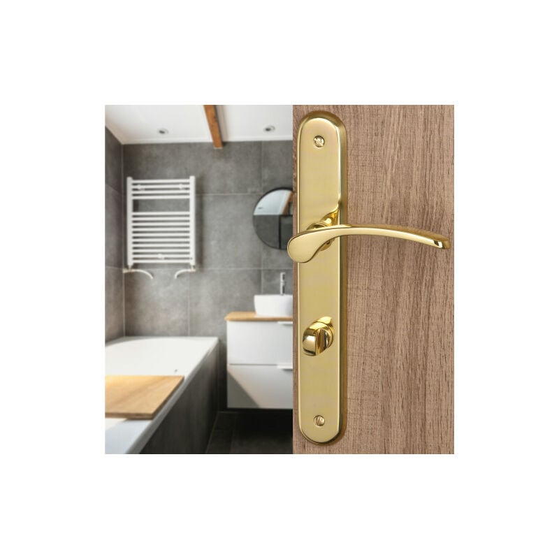 Ouvre&Déco - 2 poignées de porte eva verrou condamnation, laiton poli entraxe 195 mm