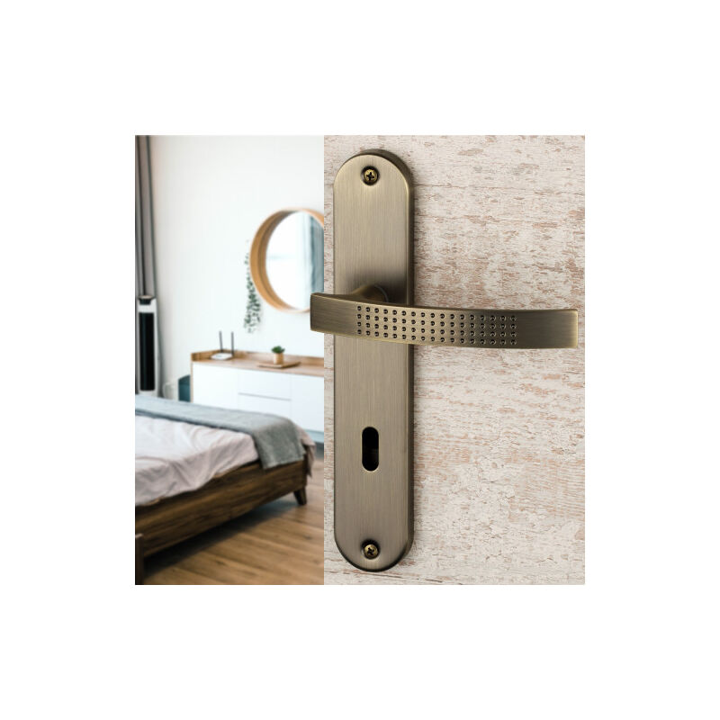 Ouvre&Déco - 2 poignées de porte audace entrée de clé, aluminium canon de fusil entraxe 195 mm