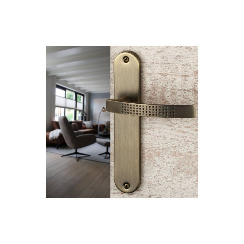 Ouvre&Déco - 2 poignées de porte audace sans trou, aluminium canon de fusil entraxe 195 mm